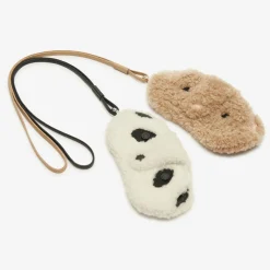 Shearling Panda Glasses Case With Lanyard
